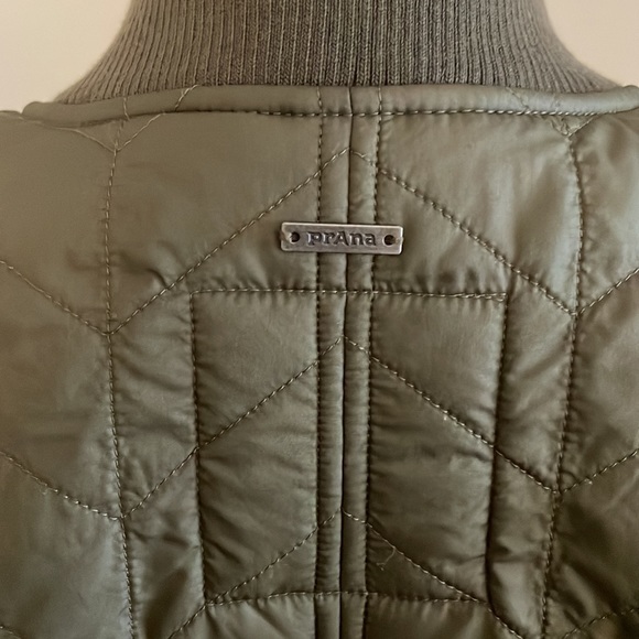 Prana Varsity Quilted Bomber Jacket Womens Olive Green Size S - Picture 6 of 10
